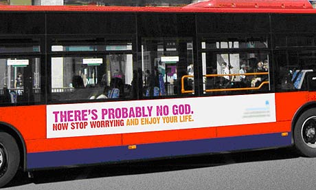 Picture of double-decker bus in London with ad reading Picture of double-decker bus in London with ad reading